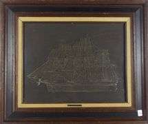STERLING SILVER SHIP DISPLAYED IN FRAME