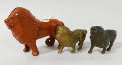 5 CAST IRON "LION" BANKS