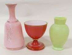 THREE PIECES OF MARY GREGORY CASED GLASS