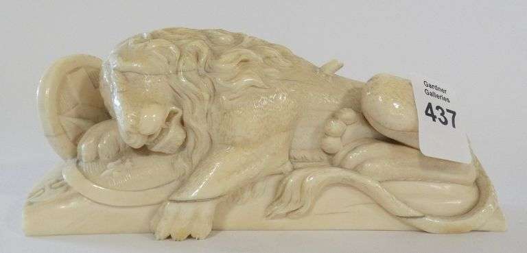 IVORY "THE LION OF LUCERNE" CARVING