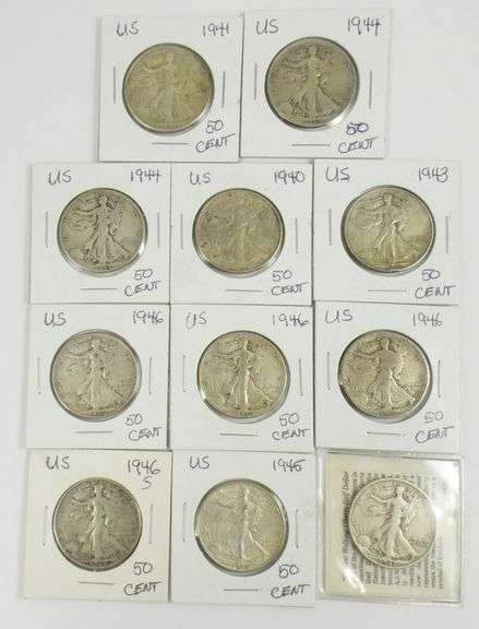 11 U.S. SILVER HALF-DOLLARS