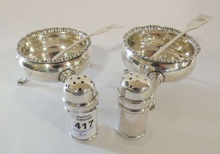 STERLING OPEN SALTS AND SHAKERS