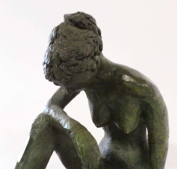 BRONZE "SEATED FEMALE NUDE" SCULPTURE