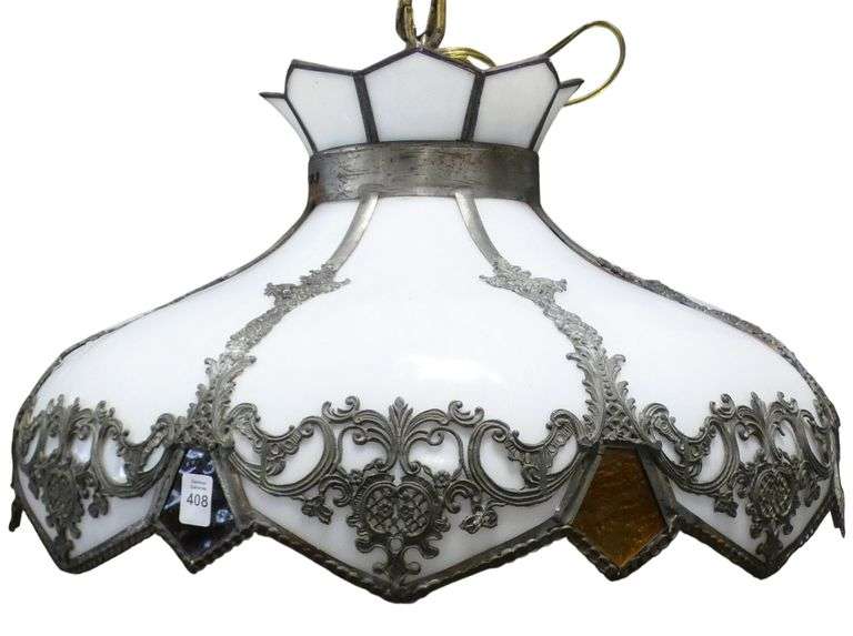 WHITE SLAG GLASS LIGHT FIXTURE