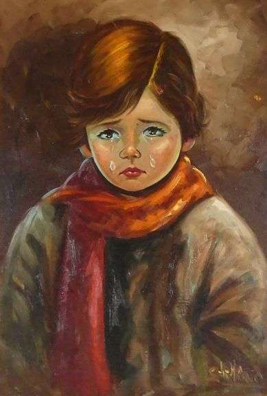 "THE CRYING BOY" PORTRAIT OIL