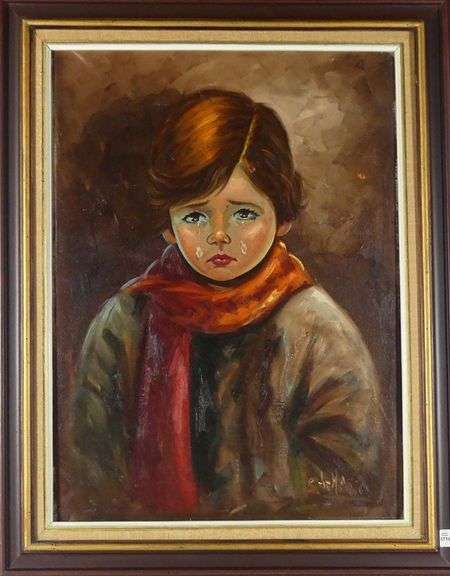 "THE CRYING BOY" PORTRAIT OIL
