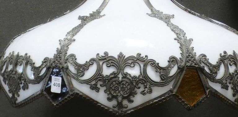 WHITE SLAG GLASS LIGHT FIXTURE
