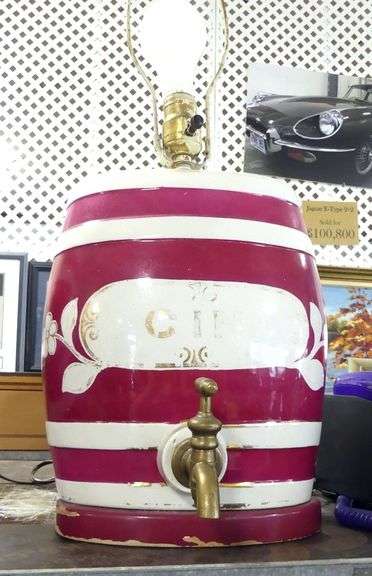 TWO SPIRIT BARREL TABLE LAMPS