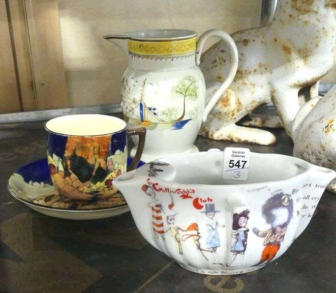 GRAVY BOAT, JUG, CUP AND SAUCER