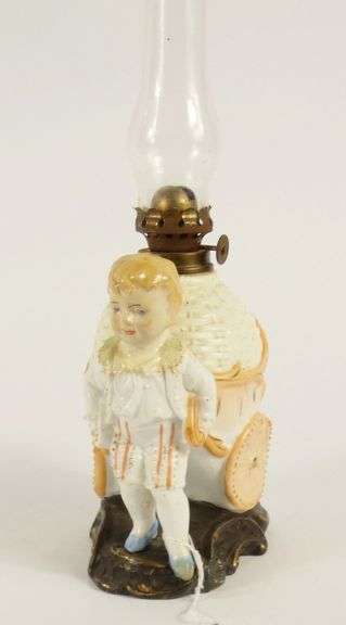 ANTIQUE PORCELAIN OIL LAMP