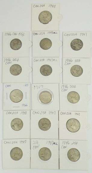 16 CANADIAN SILVER QUARTERS