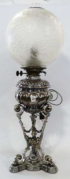 COVELL SILVER PLATE BANQUET LAMP