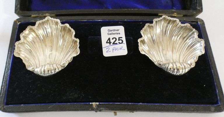 PAIR OF STERLING OPEN SALTS AND SHAKERS