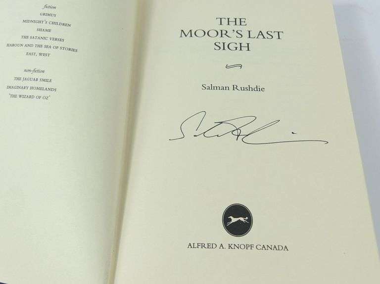 SALMAN RUSHDIE SIGNED BOOK "THE MOOR'S LAST SIGH" FIRST EDITION
