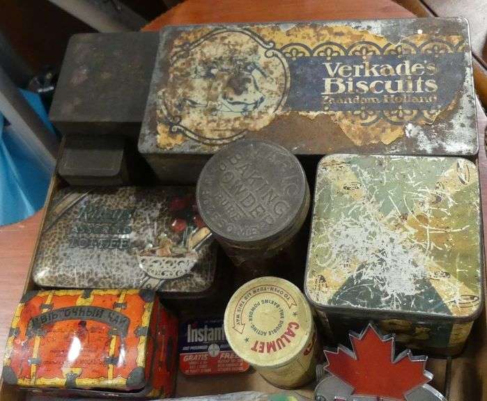 TINS, HOOD ORNAMENT AND SWIZZLE STICKS