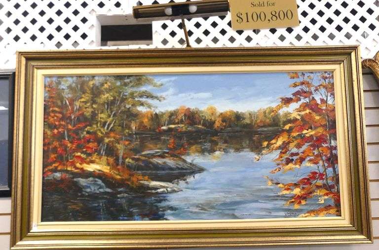 FRAMED MARY LAMPMAN OIL PAINTING
