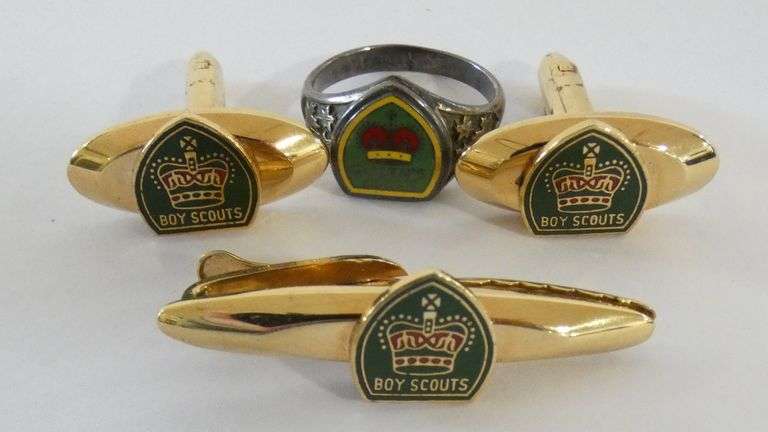 POCKET WATCH, CUFFLINKS, TIE-CLIP AND RING