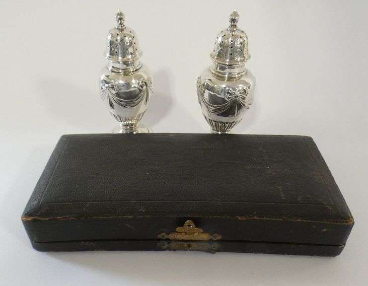 PAIR OF STERLING OPEN SALTS AND SHAKERS