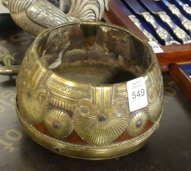 TWO METAL FIGURES AND BOWL