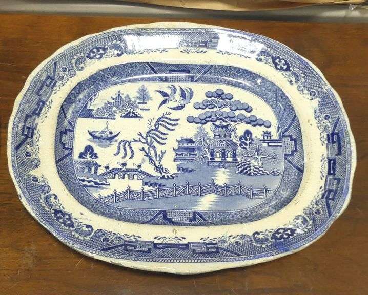TWO 19TH CENTURY "OLD WILLOW" PLATTERS