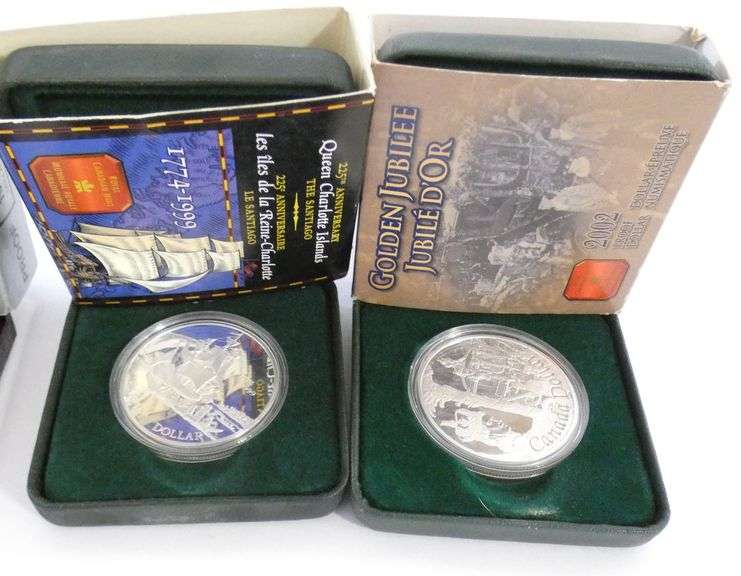 FOUR CANADIAN SILVER DOLLARS AND COIN SET
