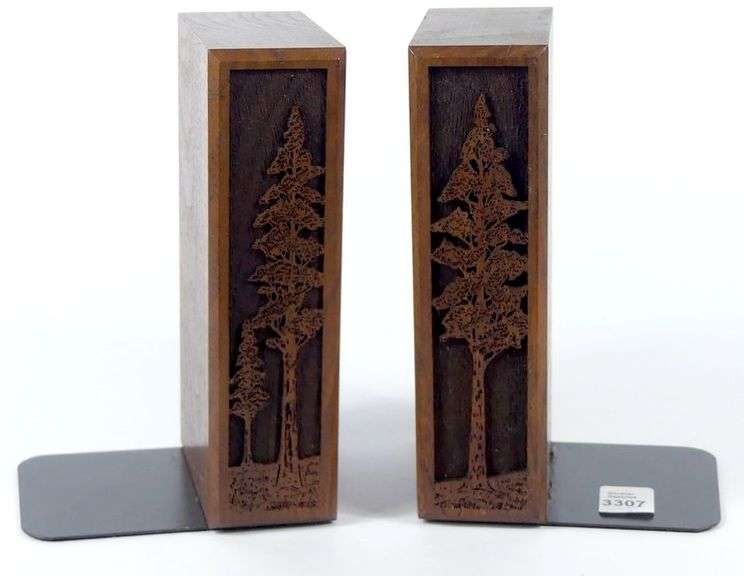 PAIR MCM ENGRAVED BOOKENDS