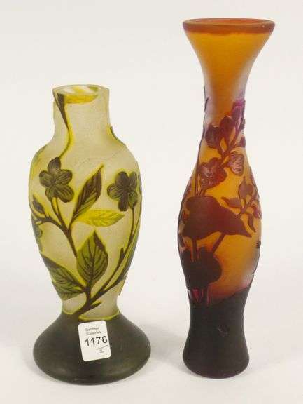 2 CAMEO GLASS VASES
