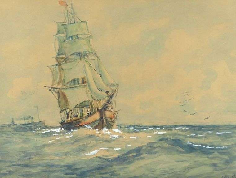 PAIR WATERCOLOURS BY J. BRILL