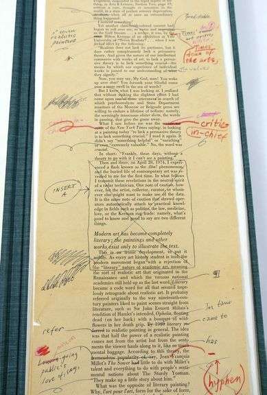 TOM WOLFE'S "THE PAINTED WORD" ESSAY PROOF WITH HANDWRITTEN NOTES & CORRECTIONS