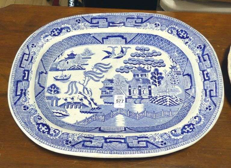 TWO 19TH CENTURY "OLD WILLOW" PLATTERS