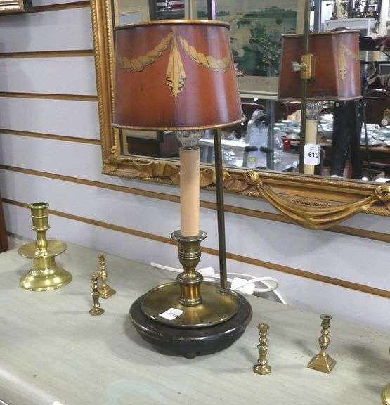 LAMP AND CANDLESTICKS