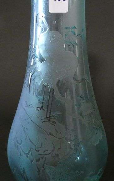 VINTAGE CHINESE ETCHED GLASS VASE