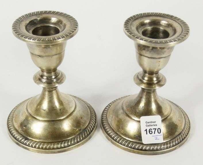 PAIR SILVER CANDLEHOLDERS