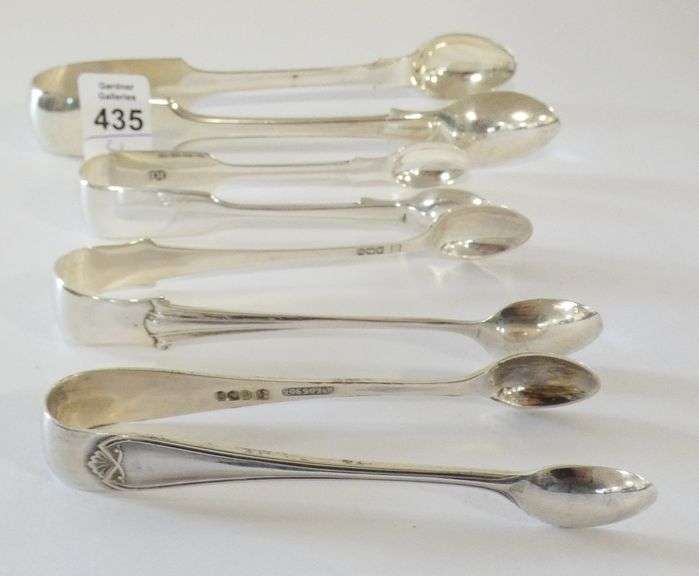 FOUR STERLING SUGAR TONGS
