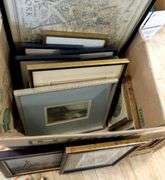 BOX LOT OF ARTWORK AND MAPS