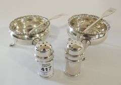 STERLING OPEN SALTS AND SHAKERS