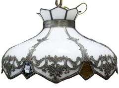 WHITE SLAG GLASS LIGHT FIXTURE