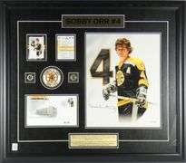 AUTOGRAPHED BOBBY ORR COLLAGE AND BOOK