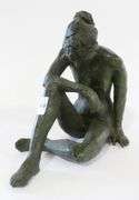 BRONZE "SEATED FEMALE NUDE" SCULPTURE
