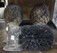 PAIR OF GARDEN ORNAMENTS AND BOOT SCRAPE