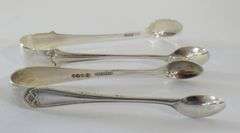 FOUR STERLING SUGAR TONGS