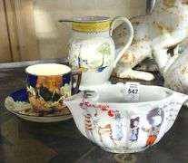 GRAVY BOAT, JUG, CUP AND SAUCER