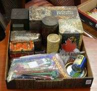 TINS, HOOD ORNAMENT AND SWIZZLE STICKS