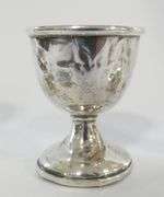 STERLING CANDLEHOLDERS AND EGG CUP
