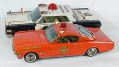 2 LARGE TINPLATE TOY CARS
