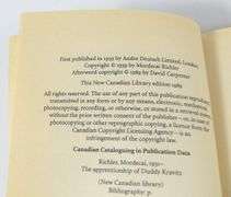 "THE APPRENTICESHIP OF DUDDY KRAVITZ" NEW CANADIAN LIBRARY EDITION, SIGNED BY AUTHOR