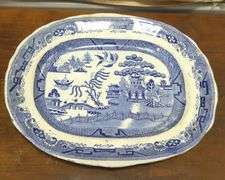 TWO 19TH CENTURY "OLD WILLOW" PLATTERS