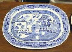 TWO 19TH CENTURY "OLD WILLOW" PLATTERS