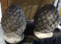 PAIR OF GARDEN ORNAMENTS AND BOOT SCRAPE