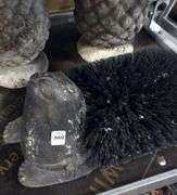 PAIR OF GARDEN ORNAMENTS AND BOOT SCRAPE